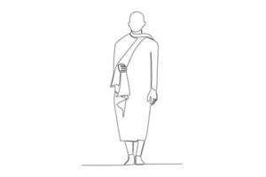ein Mönch stand auf im voll Mönch Kleidung vektor