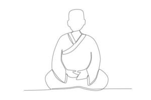 ein Buddhist Mönch meditieren vektor