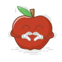 süß Karikatur Apfel. Karikatur Obst Charakter Satz. komisch Emoticon im eben Stil. Essen Emoji Vektor Illustration