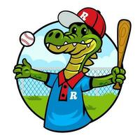 Krokodil Baseball Maskottchen Logo im Karikatur Stil vektor
