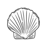 Jakobsmuschel Schale Logo. Muschel mit ein Perle oder bereit zum Kochen. Vektor Illustration