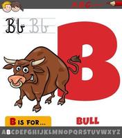 Buchstabe b aus dem Alphabet mit Cartoon-Stier Tier vektor