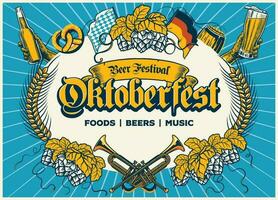 oktoberfest händelse design i årgång stil vektor