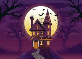verfolgt Haus von Halloween im gruselig Karikatur Stil vektor
