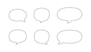 geometrisch Comic Rede Luftblasen gemacht von gepunktet gestrichelt Linie einstellen vektor