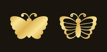 Gold Schmetterling Logo Sammlung. abstrakt golden Schmetterling Silhouette Symbol Vektor Illustration.