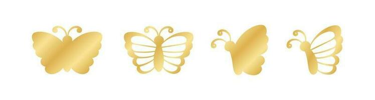 Gold Schmetterling Logo Sammlung. abstrakt golden Schmetterling Silhouette Symbol Vektor Illustration.