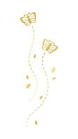 golden fliegend Schmetterling mit gepunktet Linie Route. elegant Gold Schmetterlinge mit öffnen Flügel Pfad. Vektor Design Elemente zum Frühling und Sommer.