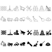 byggnad vektor ikon uppsättning. konstruktion illustration tecken samling. Utrustning symbol eller logotyp.