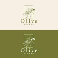 Olive Öl Logo, Olive Blatt Pflanze Kräuter- Garten Vektor, einfach elegant luxuriös Symbol Design Vorlage Illustration vektor