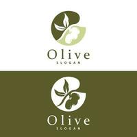 Olive Öl Logo, Olive Blatt Pflanze Kräuter- Garten Vektor, einfach elegant luxuriös Symbol Design Vorlage Illustration vektor