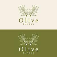 Olive Öl Logo, Olive Blatt Pflanze Kräuter- Garten Vektor, einfach elegant luxuriös Symbol Design Vorlage Illustration vektor