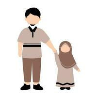 muslim far och hans dotter stående illustration vektor