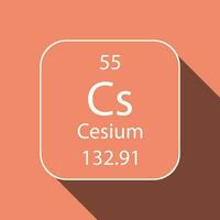 cesium symbol med lång skugga design. kemisk element av de periodisk tabell. vektor illustration.