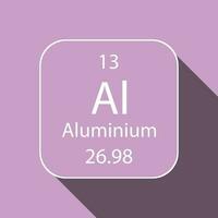 Aluminium Symbol mit lange Schatten Design. chemisch Element von das periodisch Tisch. Vektor Illustration.