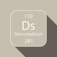 darmstadtium Symbol mit lange Schatten Design. chemisch Element von das periodisch Tisch. Vektor Illustration.