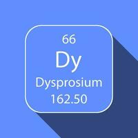 Dysprosium Symbol mit lange Schatten Design. chemisch Element von das periodisch Tisch. Vektor Illustration.