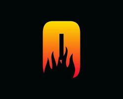 Ö Brief Flamme Logo Design Feuer Illustration vektor