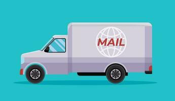 ausdrücken Post Lieferung LKW. Mail Lieferung Fahrzeug Vektor Illustration