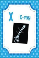 alfabetet flashcard med bokstaven x för röntgen vektor