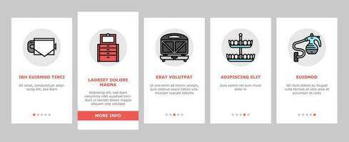 Zuhause Innere Zubehör Design Onboarding Symbole einstellen Vektor