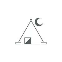 turist tält och måne vektor ikon illustration