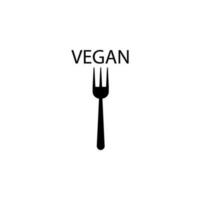 Gabel, Wort vegan Vektor Symbol Illustration