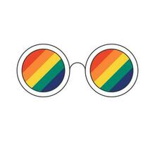 retro groovig gerahmt durch Regenbogen Sonnenbrille. Jahrgang Hippie funky Karikatur runden Brille. Hippie Stil modisch y2k psychedelisch Vektor isoliert eps Illustration