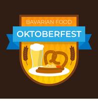 Flat bayerska mat för Oktoberfest badge med Gradient Bakgrund Vector Illustration