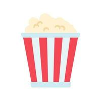 Popcorn im ein rot und Weiß Papier Tasse Snacks während Aufpassen Filme im das Kino vektor