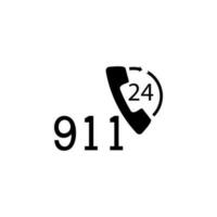 911, 24 timmar vektor ikon illustration
