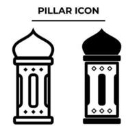 enkel illustration av pelare och båge ikon i svart och vit. vektor illustration av islamic lyktor i platt design stil. islamic båge och lyktor arkitektur ikoner uppsättning.