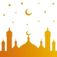 Moschee Silhouette mit Gold Halbmond Mond und Sterne Vektor Illustration. eid Mubarak islamisch Design Halbmond Mond.