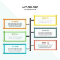6 steg företag infographics mall. element för infografik. modern färgrik infographic steg. presentation och Diagram vektor