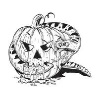 Pumpalykta halloween pumpa stridande skallerorm huggorm orm serier stil teckning vektor