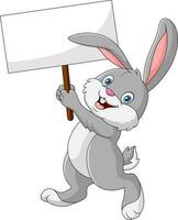 söt kanin tecknad serie innehav tom tecken vektor