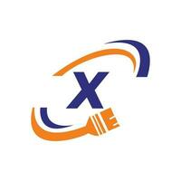 måla logotyp med x brev hus målning design vektor