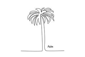 Single einer Linie Zeichnung Palme. Baum Konzept. kontinuierlich Linie zeichnen Design Grafik Vektor Illustration.
