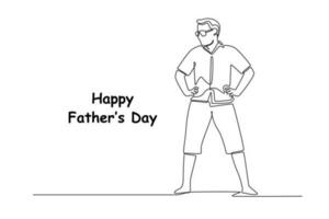 kontinuerlig ett linje teckning av Lycklig far med hans glasögon. Lycklig fars dag begrepp. enda linje dra design vektor grafisk illustration.