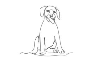 kontinuerlig ett linje teckning söt hund Sammanträde. urban husdjur begrepp. enda linje dra design vektor grafisk illustration.