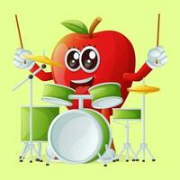 süß Apfel Charakter spielen Musical Instrument vektor