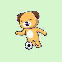 süß Hund spielen Fußball Ball Karikatur Vektor Symbole Illustration. eben Karikatur Konzept. geeignet zum irgendein kreativ Projekt.