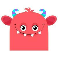 rot Monster- mit Hörner, Lächeln und Zähne vektor
