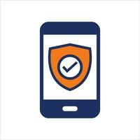 Versicherung planen und Schild Symbol auf Telefon Kaufen Versicherung online Single Symbol vektor