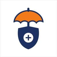 Regenschirm Single Symbol Blau und Orange Versicherung eben Symbol vektor