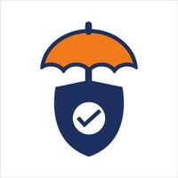 Regenschirm Symbol Blau und Orange Versicherung eben Symbol Symbol vektor