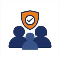 Familie und Gruppe Versicherung planen mit Schild Symbol Blau und Orange Versicherung eben Single Symbol vektor