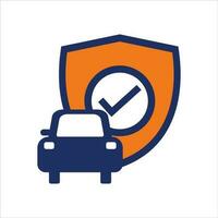 Blau und Orange Auto Versicherung eben Symbol vektor