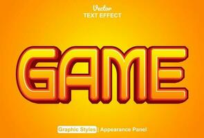 spel text effekt med orange Färg grafisk stil redigerbar. vektor