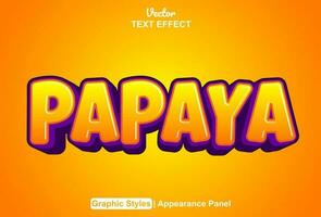 Papaya Text bewirken mit Orange Grafik Stil und editierbar. vektor
